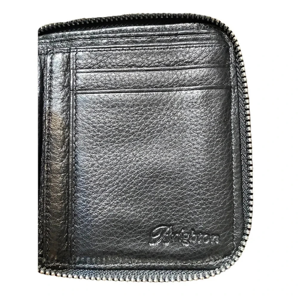 Brighton Bifold Wallet  Multi Packets Black Leather Inside ID Card Holder